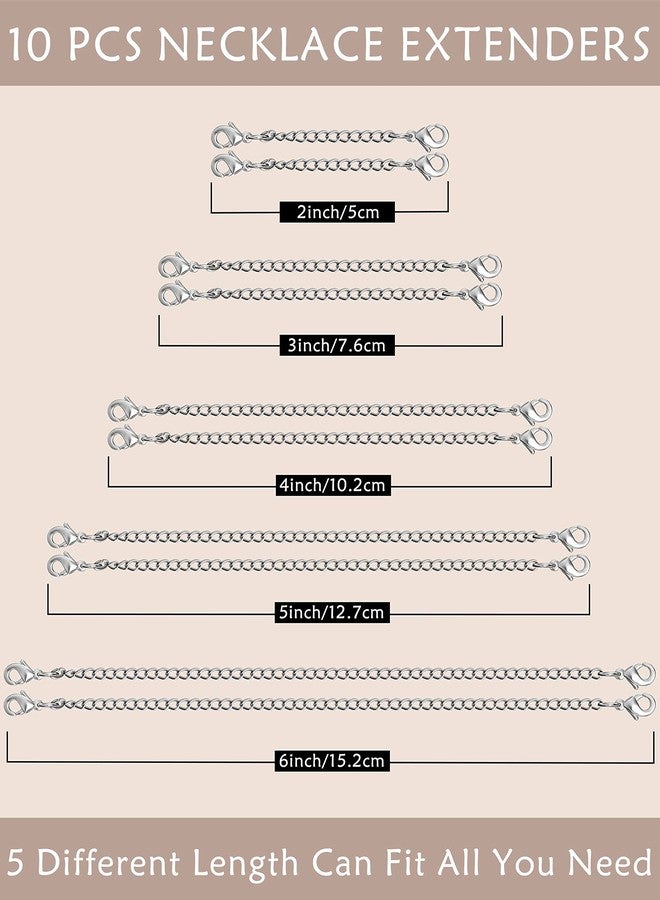OHINGLT Necklace Extender 10Pcs Chain Extenders for Necklaces Bracelet,Gold and Silver Plated Extender Chain Necklace Chains for Jewelry Making - Image 2