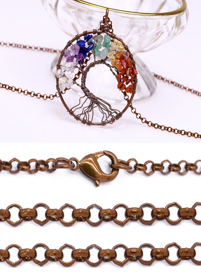 POTESSA 7 Chakra Tree of Life Necklace Wire Wrapped Quartz Crystal Pendant Leather Choker Necklace Tree Jewelry Gifts for Her - Image 5