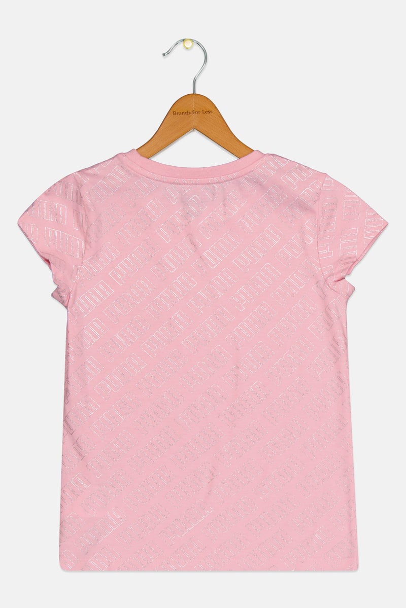 PUMA Kids Girl Sportswear Fit Short Sleeve Outdoor T-Shirt, Pink - Image 3