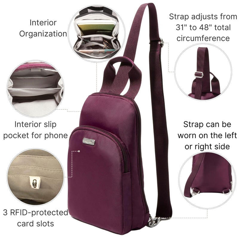 Baggallini Essential Sling - Small 12x7 Inch Sling Crossbody Bag for Women with Convertible Adjustable Shoulder Strap - Image 3