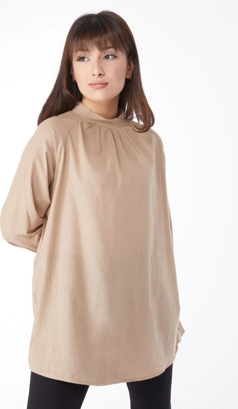 Tofisa Plain Judge Collar Women's Mink Tunic - 13146