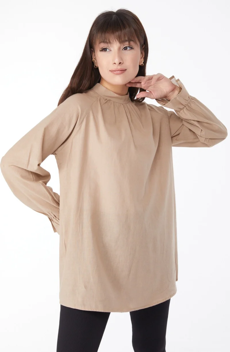 Tofisa Plain Judge Collar Women's Mink Tunic - 13146