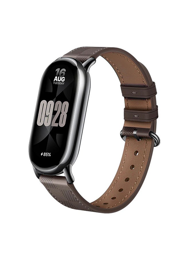 O Ozone Leather Straps For Xiaomi Smart Band 8, Leather Replacement Strap Watch Wrist Band Smart Bracelet Accessories for Women Men -Brown  - Image 1