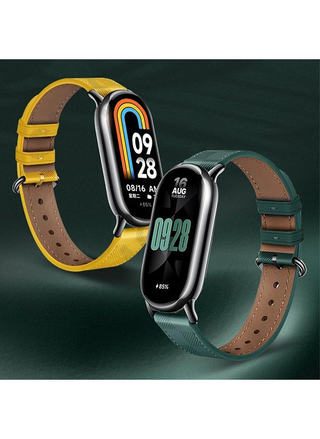 O Ozone Leather Straps For Xiaomi Smart Band 8, Leather Replacement Strap Watch Wrist Band Smart Bracelet Accessories for Women Men -Brown  - Image 3