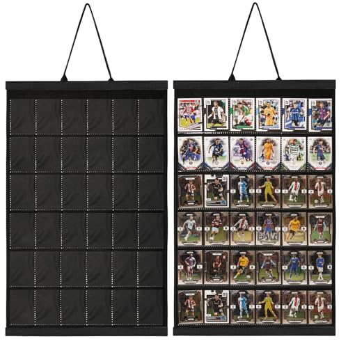 Famaster 36 Cards Display Case 35PT Graded Sports Card Frame with PVC Protection Clear View for Baseball Football Basketball Trading Card Wall Display Black - Image 1