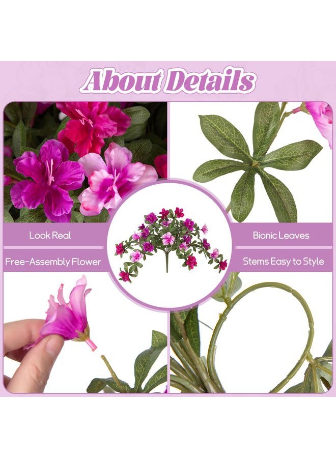 Ammyoo Artificial Fake Azalea Flowers for Outdoor Spring Decoration, Faux Silk Flower for Summer UV Resistant Look Real Plants for Garden Yard Porch Walkway Indoor Decor, 2PCS - Image 4