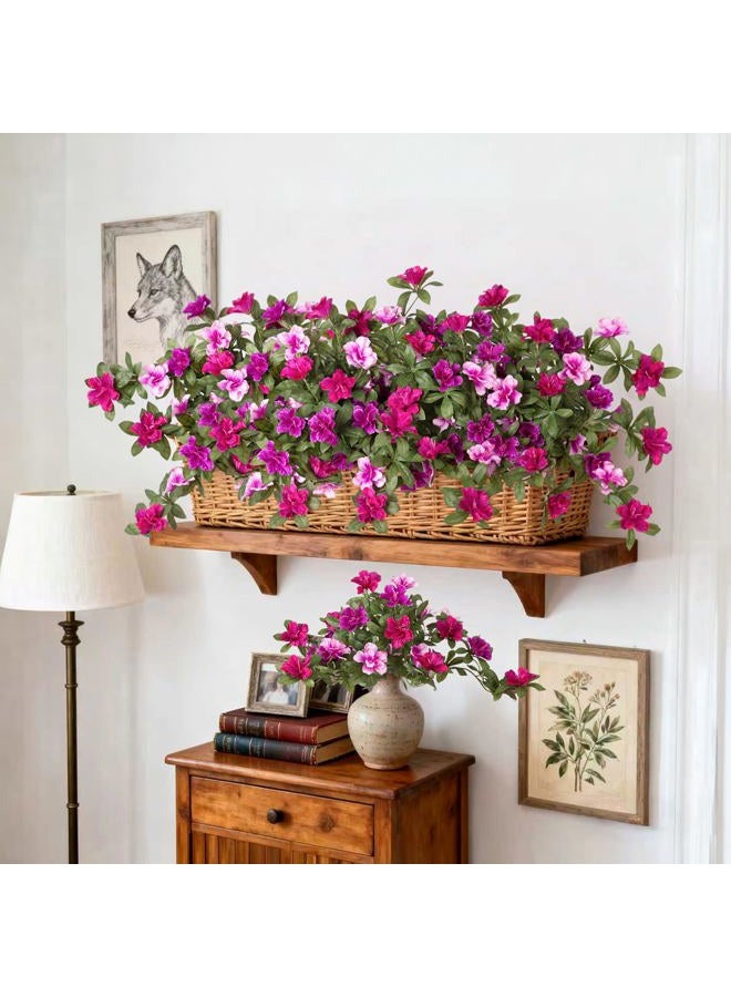 Ammyoo Artificial Fake Azalea Flowers for Outdoor Spring Decoration, Faux Silk Flower for Summer UV Resistant Look Real Plants for Garden Yard Porch Walkway Indoor Decor, 2PCS - Image 5