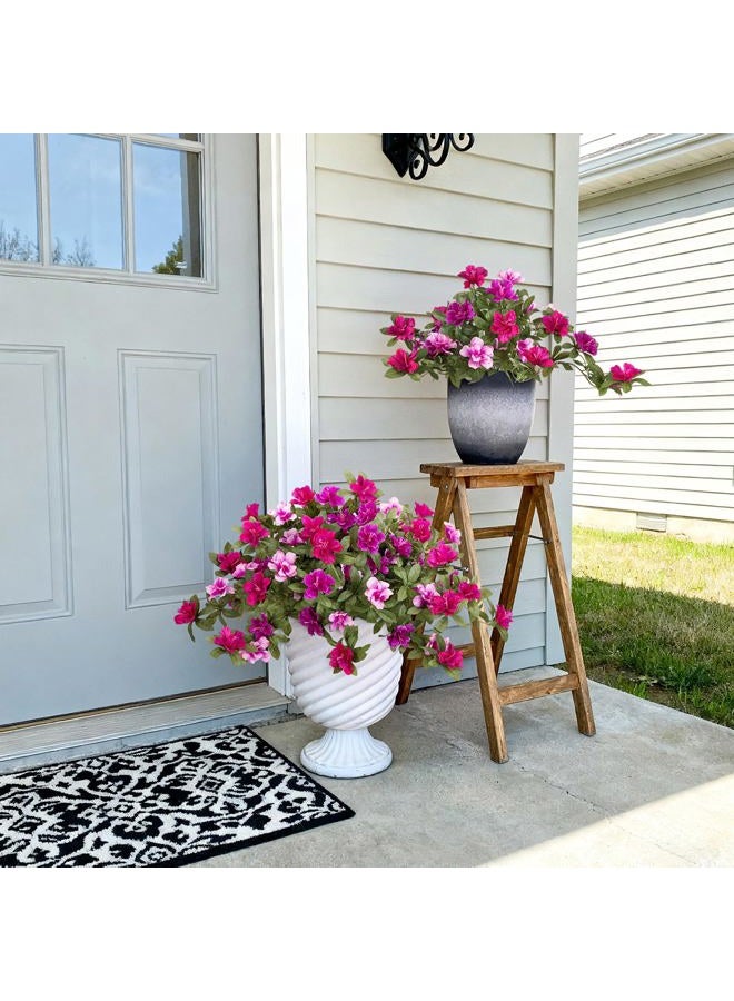 Ammyoo Artificial Fake Azalea Flowers for Outdoor Spring Decoration, Faux Silk Flower for Summer UV Resistant Look Real Plants for Garden Yard Porch Walkway Indoor Decor, 2PCS - Image 3