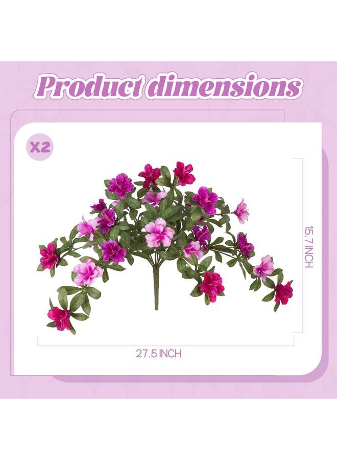 Ammyoo Artificial Fake Azalea Flowers for Outdoor Spring Decoration, Faux Silk Flower for Summer UV Resistant Look Real Plants for Garden Yard Porch Walkway Indoor Decor, 2PCS - Image 2