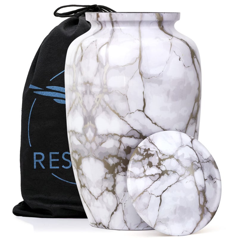 RESTAALL RESTAALL Darby Stone Finish Aluminum Ashes urns for Men Cremation urns for Adult Male Funeral urns for Human Ashes Adult Female 