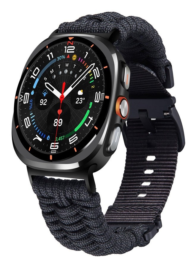BINLUN Watch Bands Compatible with Samsung Galaxy Watch Ultra 47mm Smartwatch Replacement Band Braided 550 Paracord Nylon Sport Strap for Men Women (Black) - Image 1