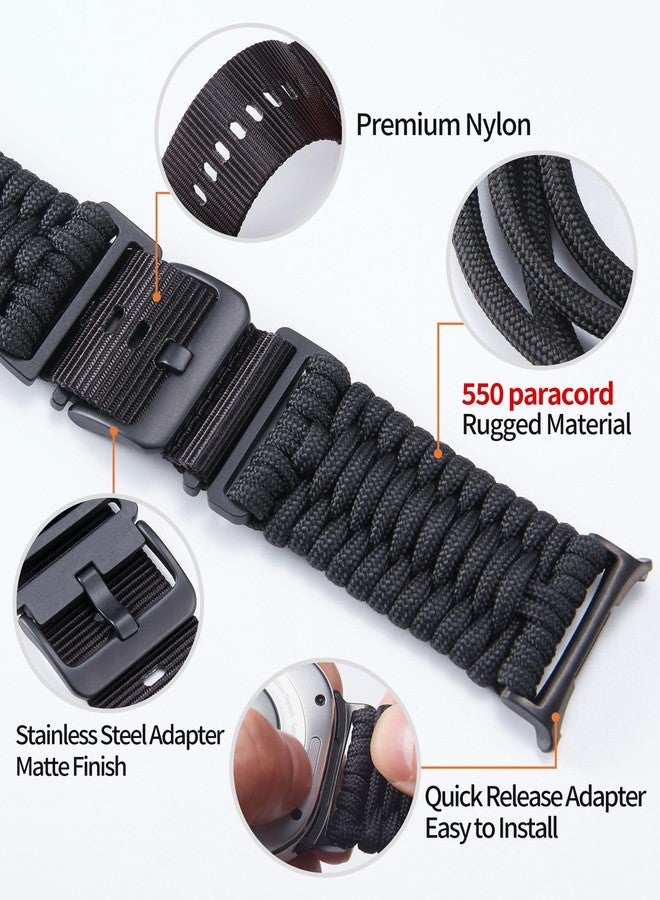 BINLUN Watch Bands Compatible with Samsung Galaxy Watch Ultra 47mm Smartwatch Replacement Band Braided 550 Paracord Nylon Sport Strap for Men Women (Black) - Image 3