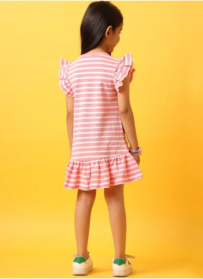 Anthrilo Striped Ruffle Sleeve Dress by Styli