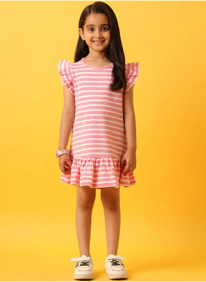 Anthrilo Striped Ruffle Sleeve Dress by Styli