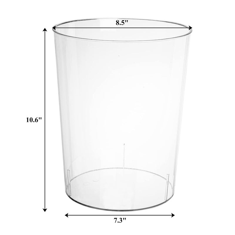 Okllen 2 Pack Plastic Waste Basket, Clear Round Trash Can Small Wastebasket Garbage Container Bin for Bathroom, Bedroom, Kitchen, Home, Office, 7.3" x 8.5" x 10.6" - Image 2