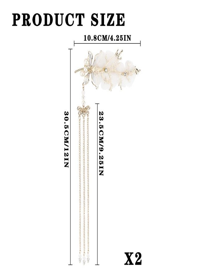 FERCAISH New Dragonfly Tassel Hair Clip, Classic Style Pearl Hair Clip Hair Accessories for Traditional Clothes Festive Wedding Cosplay - Image 2