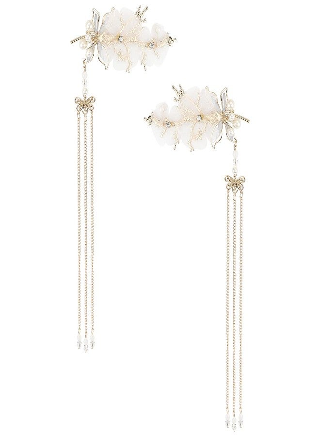FERCAISH New Dragonfly Tassel Hair Clip, Classic Style Pearl Hair Clip Hair Accessories for Traditional Clothes Festive Wedding Cosplay - Image 1