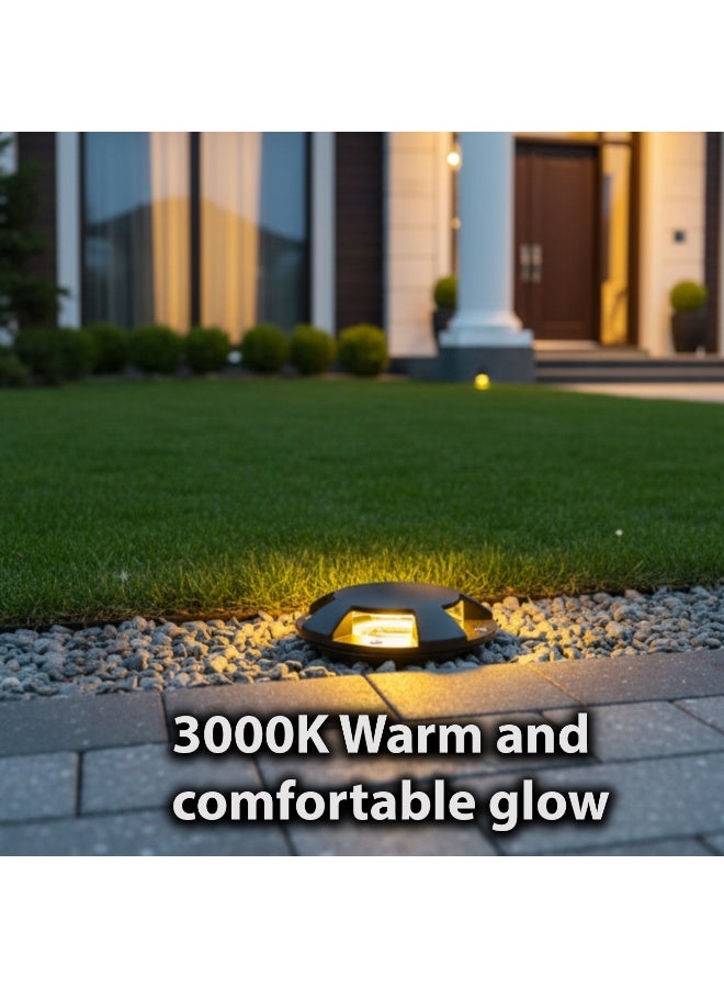 ALFRIDAY Garden In-Ground Uplight — 5W LED, IP65 Waterproof, Warm 3000K, Durable Metal Housing, Clear Glass Lens (4 Way) - Image 2