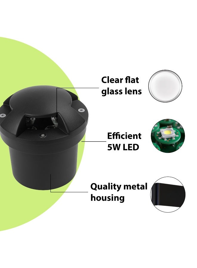ALFRIDAY Garden In-Ground Uplight — 5W LED, IP65 Waterproof, Warm 3000K, Durable Metal Housing, Clear Glass Lens (4 Way) - Image 5