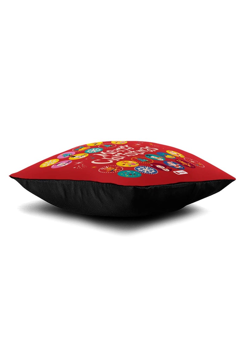 Indigifts Indigifts Merry Christmas Print Red Cushion Cover 12x12 with Filler (Xmas, Him, Boy, Girl, Dad, Mom, Friends, Family) - Christmas Decorations  - Image 2