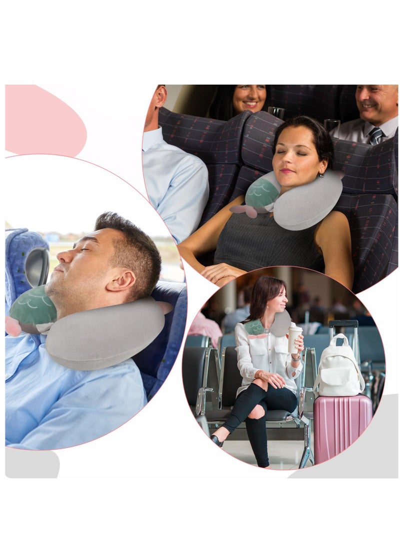 Excefore Travel Pillow for Kids, Cute Animal Neck Support for Children Pillow Memory Foam Airplane Pillow U Shaped Travel Pillow for Airplane Train Car Travel Sleeping Camping, Grey - Image 4