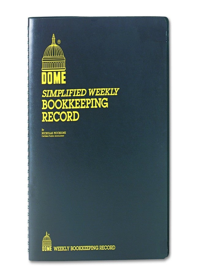 DomeSkin Dome DOM600 Bookkeeping Record Book Weekly 128 Pages 9 x11 Inches, Brown - Image 1