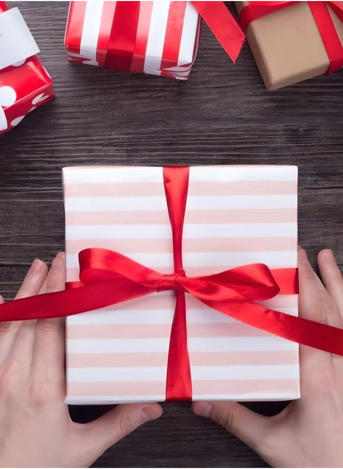 SARAOONT - 6 Pattern 6 Piece 50x70 cm Gift Wrap Paper Assortment with 1 Red Color 10 Meter Ribbon and 1 Transparent Tape - Create Beautifully Wrapped Gifts for Every - Image 1