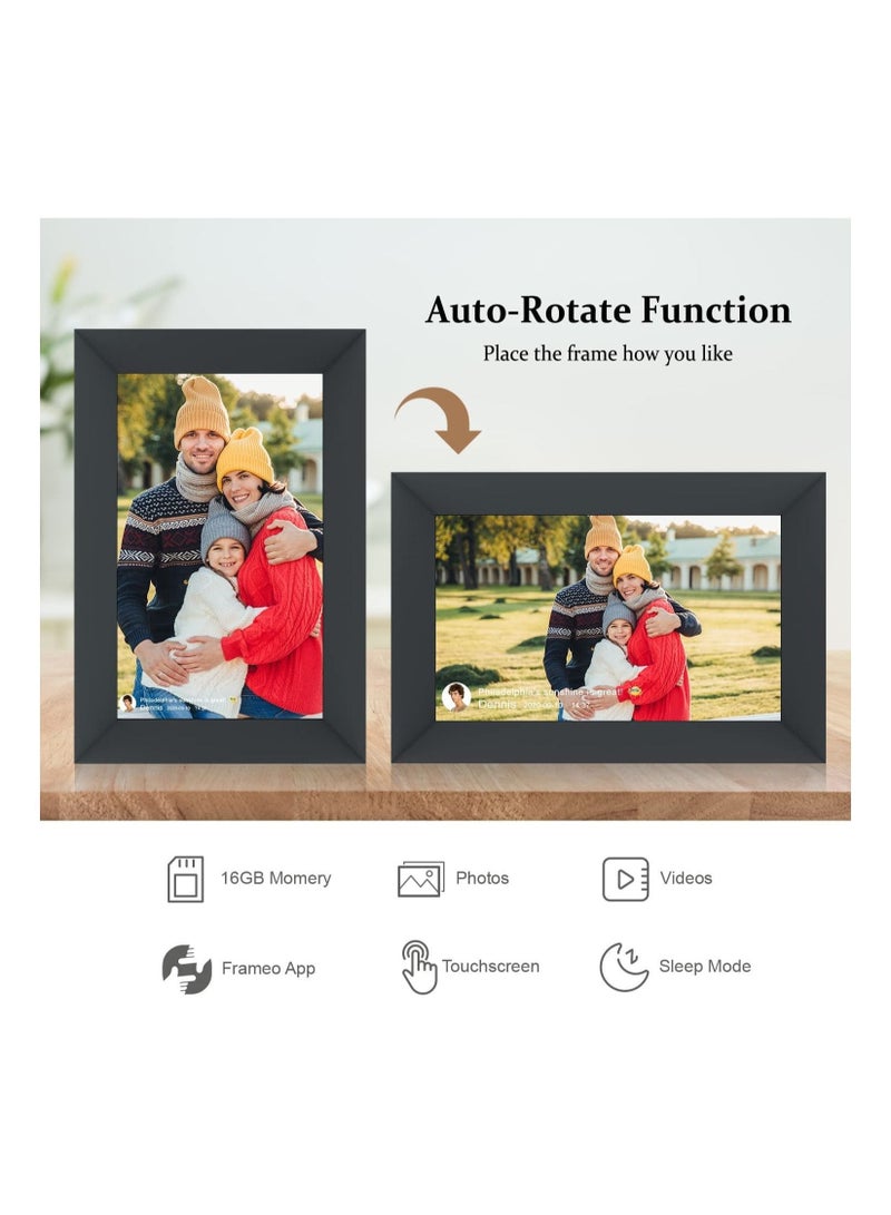 10.1 Inch WiFi Digital Picture Frame IPS Touch Screen Smart Cloud Photo Frame with 16GB Storage Easy Setup to Share Photos or Videos via Frameo APP Auto-Rotate Wall Mountable (Black)  Help me rewrite - Image 3