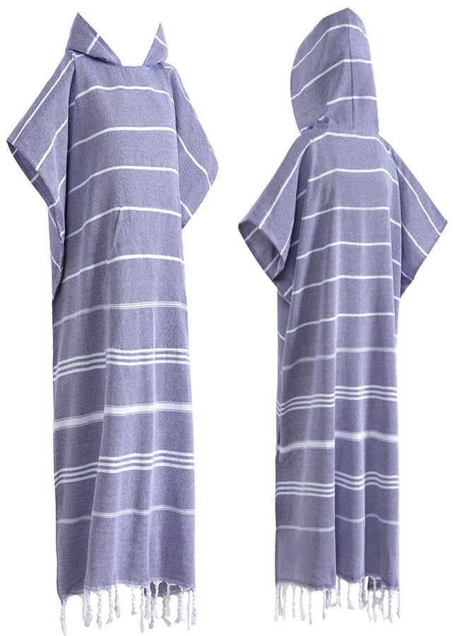Sufeasdf 1pcs Turkish Cotton Surf Poncho Changing Towel Swim Robe with Pocket Plus Size Swim Cover Up Wearable Towel Hooded Beach Towel for Adult Man Women Beach Pool (Purple, M) - Image 1