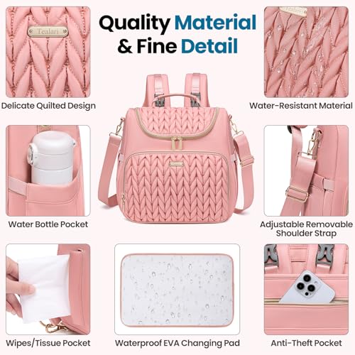 Tealari 4 in 1 Convertible Diaper Bag Backpack,Waterproof Baby Diaper Bag with Changing Pad,Converts into Baby Tote Bag,Diaper Backpack,Stroller Bag and Crossbody Diaper Bag - Image 5