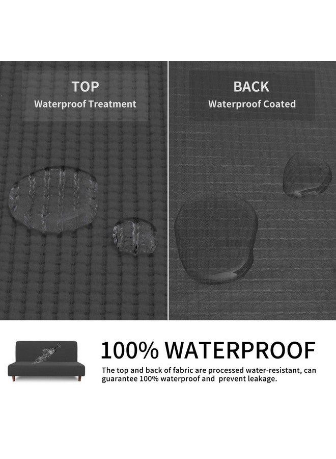 Easy-Going Easy-Going 100% Waterproof Futon Cover, Dual Waterproof Couch Cover for Futon, Stretch Jacquard Sofa Cover, Leakproof Furniture Protector for Kids, Pets, Dog and Cat (Futon, Dark Gray)  - Image 4