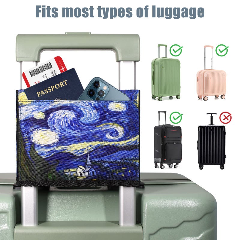 ACdream Luggage Cup Holder, Suitcase Drink Carrier, Free Hand Portable Water and Coffee Caddy Attachment, Flight Attendant Gift Gadgets, Airport Travel Accessories for Airplane, Starry Night - Image 4