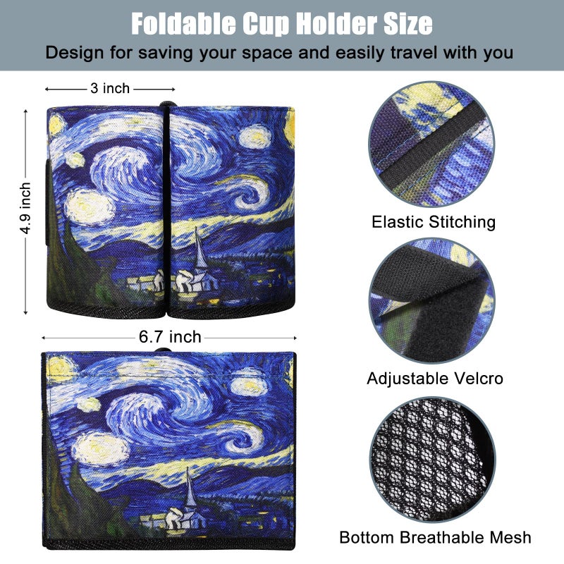 ACdream Luggage Cup Holder, Suitcase Drink Carrier, Free Hand Portable Water and Coffee Caddy Attachment, Flight Attendant Gift Gadgets, Airport Travel Accessories for Airplane, Starry Night - Image 3