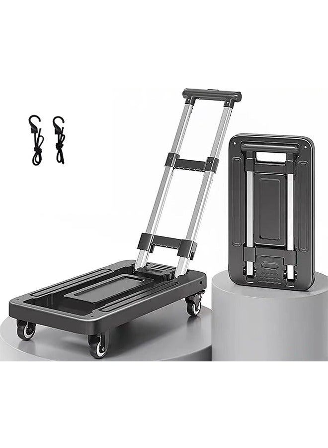 JCB CHIC عربة يدوية محمولة، عربة يدوية خفيفة الوزن قابلة للطي مع مقبض تصغير وعجلات كتم الصوت بزاوية 360 درجة، عربة يدوية للخدمة الشاقة للتحميل والنقل والتسوق والمنزل والمستودعات والأماكن الخارجية - Image 1