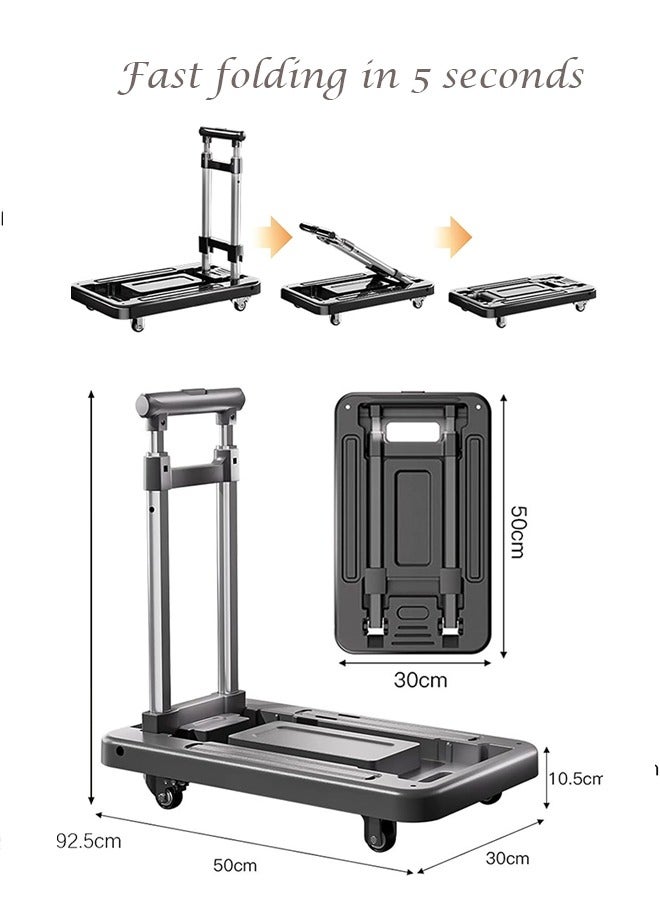 JCB CHIC عربة يدوية محمولة، عربة يدوية خفيفة الوزن قابلة للطي مع مقبض تصغير وعجلات كتم الصوت بزاوية 360 درجة، عربة يدوية للخدمة الشاقة للتحميل والنقل والتسوق والمنزل والمستودعات والأماكن الخارجية - Image 2