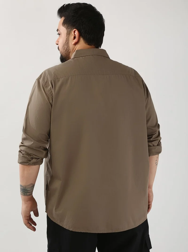 Urbano Fashion  Urbano Plus Men's Light Brown Cotton Full Sleeve Regular Fit Casual Solid Shirt  | Best Price UAE