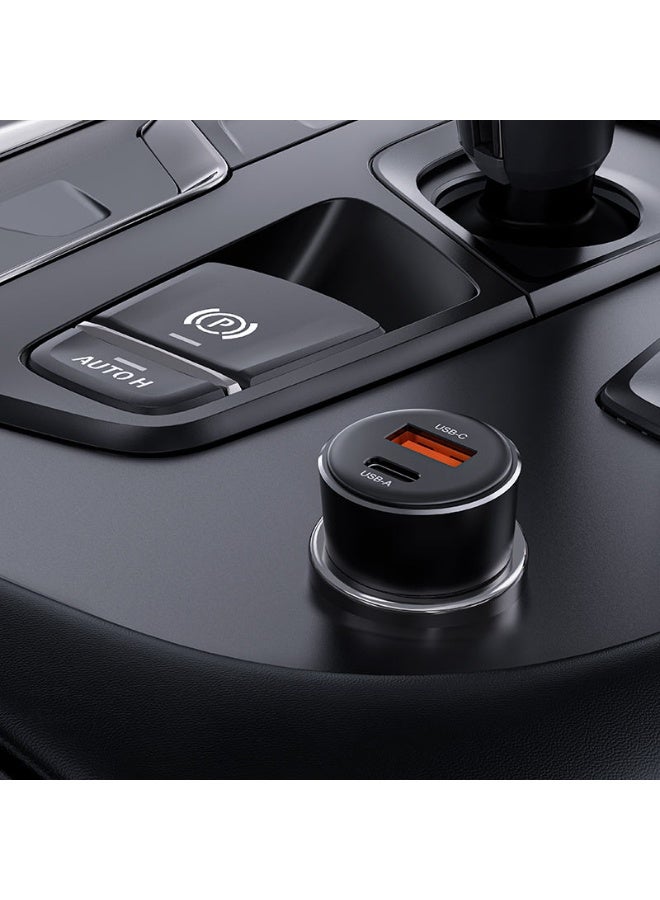 ACEFAST B12 60W 1USB A & 1USB C, Dual Ports Fast Charging Car Charger - Black, Suitable for phones / tablets / game consoles, etc. - Image 2