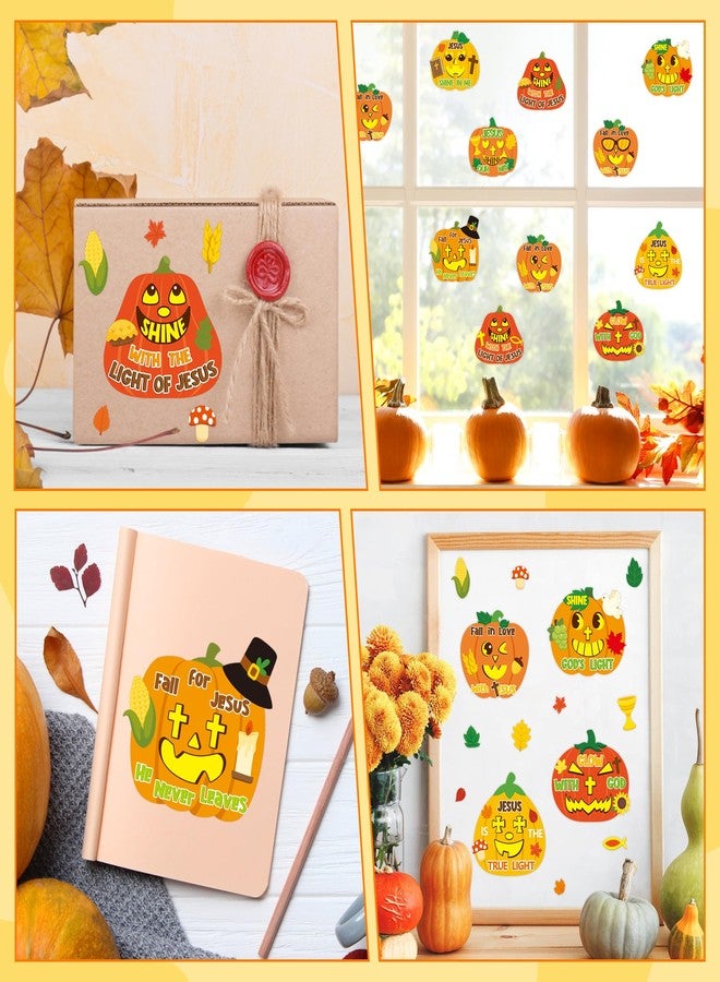 CY2SIDE Fall Religious Pumpkin Stickers - 40PCS Jesus Religious Make a Face Sticker Game for Kids School Reward DIY Christian Pumpkin Sticker Fall Thanksgiving Party Favors for Sunday School Activity - Image 4