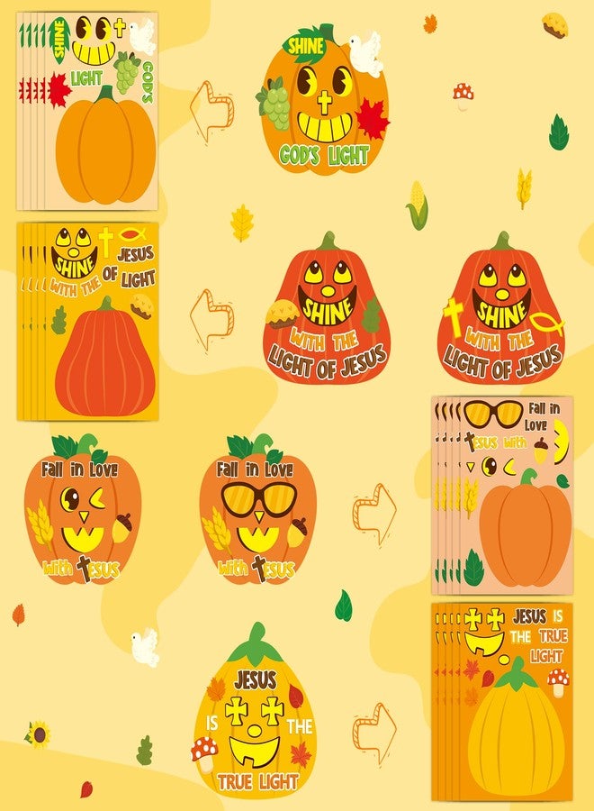 CY2SIDE Fall Religious Pumpkin Stickers - 40PCS Jesus Religious Make a Face Sticker Game for Kids School Reward DIY Christian Pumpkin Sticker Fall Thanksgiving Party Favors for Sunday School Activity - Image 3