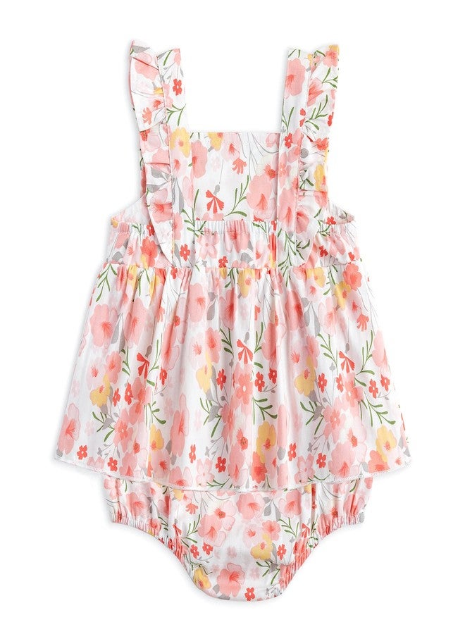Simplee kids Baby Infant Girls Summer Romper Dress Summer Cotton Ruffle Sleeve Floral Onesie for 3 Months Pink - Image 2