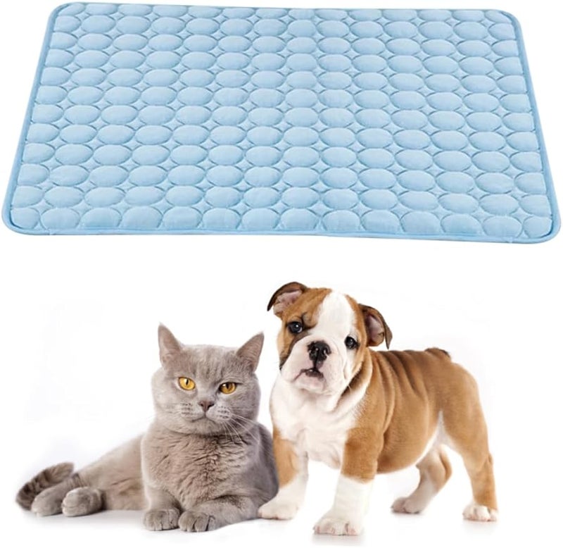 حصيرة تبريد للحيوانات الأليفة للكلاب والقطط بطانية ثلجية قابلة للتنفس للاستخدام الداخلي والخارجي أزرق - Image 2