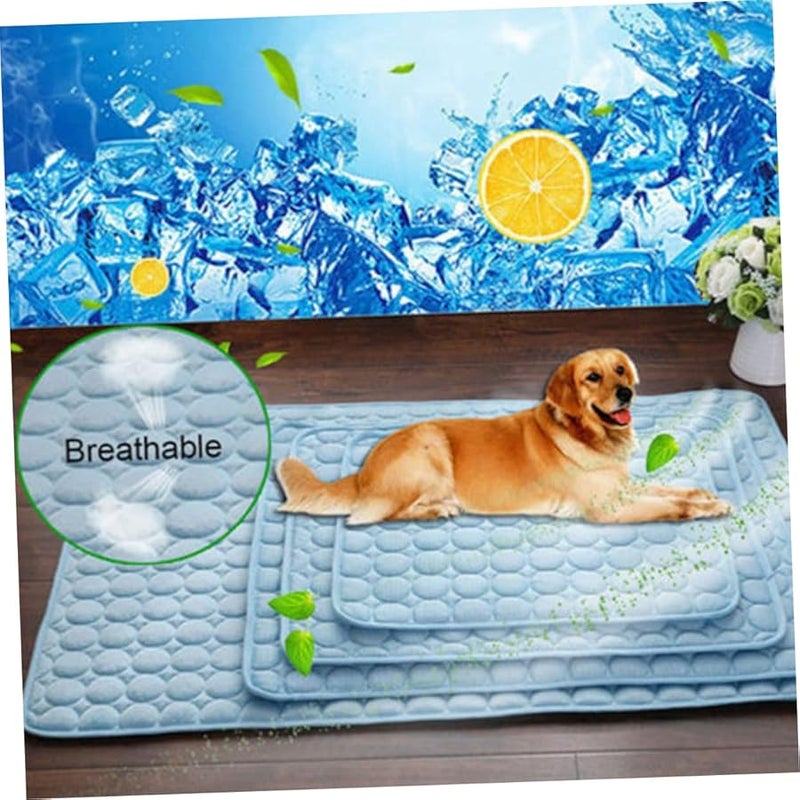 حصيرة تبريد للحيوانات الأليفة للكلاب والقطط بطانية ثلجية قابلة للتنفس للاستخدام الداخلي والخارجي أزرق - Image 5
