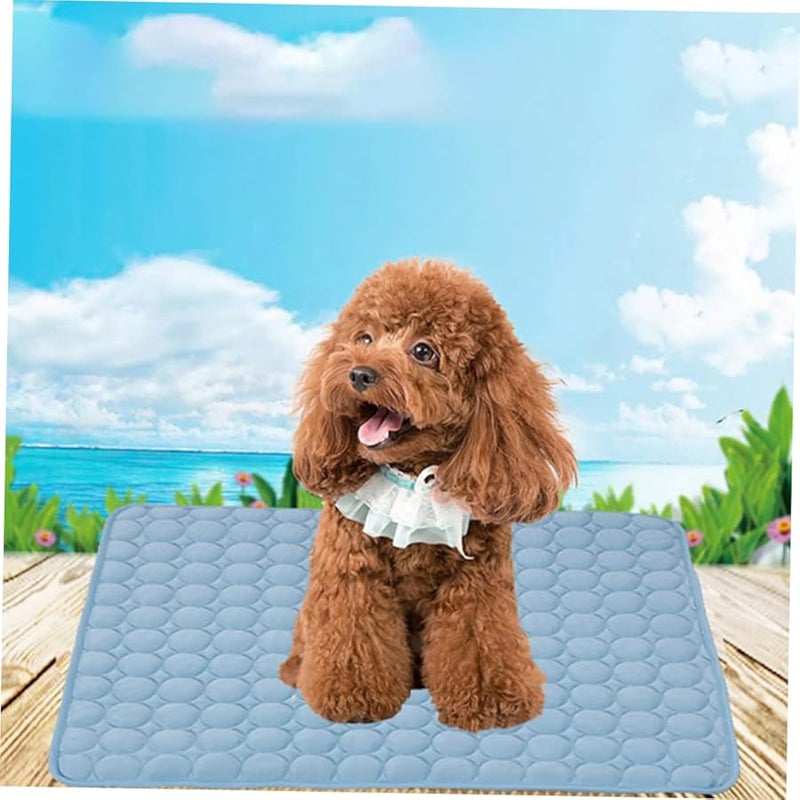 حصيرة تبريد للحيوانات الأليفة للكلاب والقطط بطانية ثلجية قابلة للتنفس للاستخدام الداخلي والخارجي أزرق - Image 4
