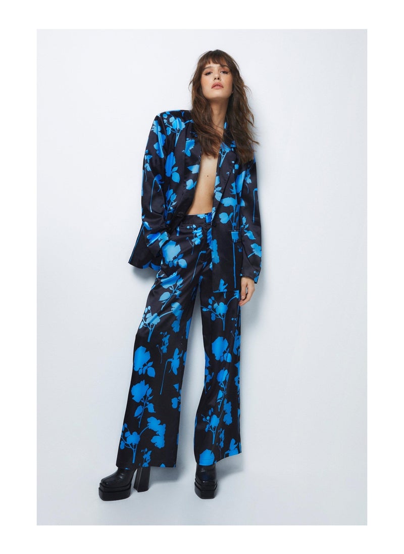 NASTY GAL - Premium Satin Floral Printed Blazer - Image 1