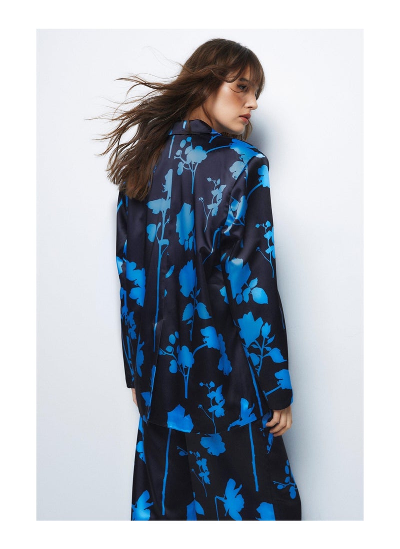 NASTY GAL - Premium Satin Floral Printed Blazer - Image 1