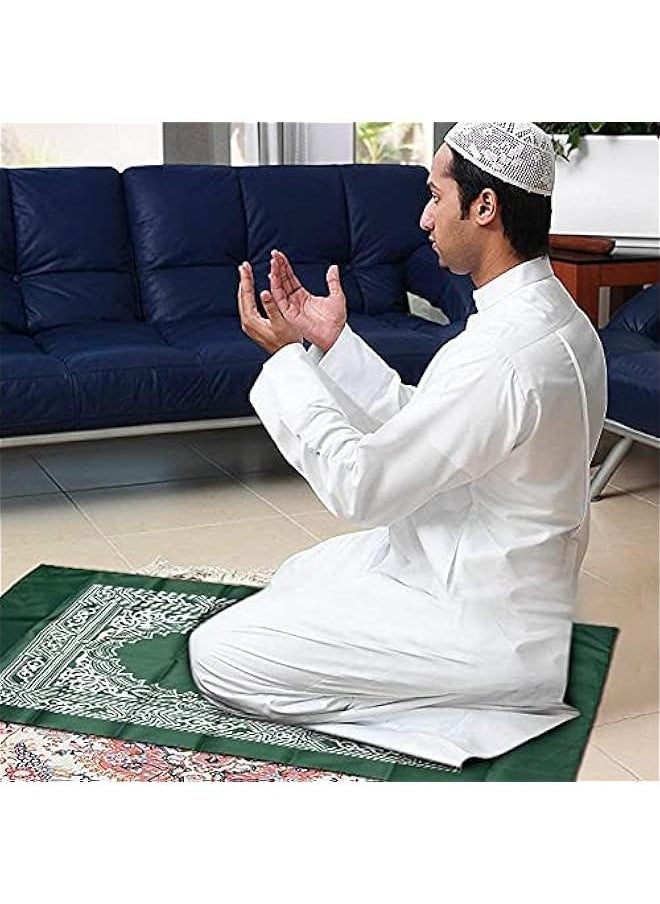 KHAJUL Portable Prayer Mat with Compass Lightweight Polyester Muslim Prayer Rug Pocket Waterproof Travel-Friendly, Perfect for Ramadan Gifts Green, 60cm X 100cm  - Image 2