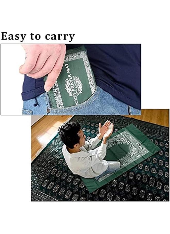 KHAJUL Portable Prayer Mat with Compass Lightweight Polyester Muslim Prayer Rug Pocket Waterproof Travel-Friendly, Perfect for Ramadan Gifts Green, 60cm X 100cm  - Image 5