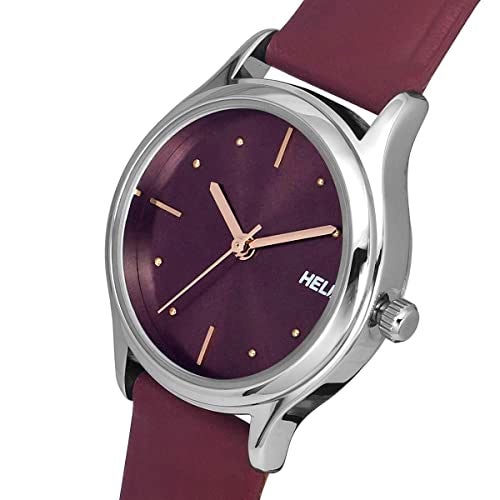 Helix by Timex Analog Watch for Women with Burgundy Round Dial & Red Leather Strap Band Water Resistant Women's Wrist Watches - TW051HL02 - Image 2
