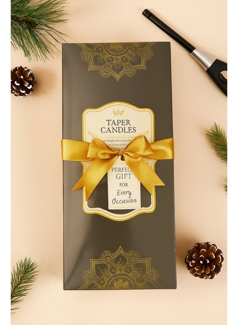 Home Care مجموعة 12 قطعة من الشموع الخضراء الرفيعة الأنيقة، شموع طويلة بدون قطرات للديكور المنزلي، العشاء، الزفاف والمناسبات | شموع شمعية غير معطرة، بدون دخان في علبة هدايا فاخرة - Image 2