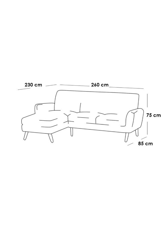 Al Home 4 Seater L-shape Sofa - Swedish Wood - White - 260x230x85x75 Cm - Image 2